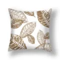 Brown leaf print square pillow cover, soft peach skin fabric indoor sofa cushion variant. - 21DM5(5)