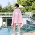 Roze sneldrogende badhanddoek met capuchon, microvezel cape voor zwembad en strand. - Stijl zonder dop / 80*160cm / Roze