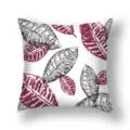 Square throw pillow cover featuring elegant black and maroon leaf print design for home sofa. - 21DM5(9)