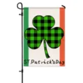 St. Patrick's Day garden flag with green black buffalo plaid shamrock design outdoor yard banner - HYQ9-1
