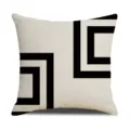 Minimalistischer schwarz-weißer Kissenbezug mit geometrischem Muster aus Leinen für Sofa. - 22FSYM1-2