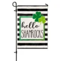 St. Patrick's Day Garden Flag Black White Stripe Shamrock Outdoor Yard Banner Decor - HYQ9-4