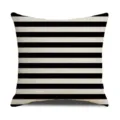 Schwarz-weißer gestreifter Kissenbezug, moderner geometrischer Polyester-Leinen-Kissenbezug. - 22FSYM1-5