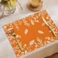 Herbst orange botanische Tischset Polyester Tischmatte für Esszimmer Herbst Ernte Deko. - 30*45cm / CD16-5
