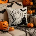 Halloween throw pillow cover spooky ghost polyester cushion case for indoor sofa home decor - Ghost Tombstone (YMW71-3) / 45x45cm
