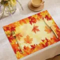 Herbst Ahornblatt Druck Polyester Tischset, elegante Esstisch Dekoration und Isolierkissen. - 30*45cm / CD16-6