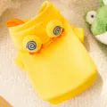 Cute yellow pet hoodie for dogs and cats, funny dinosaur costume with big eyes for winter. - S / Little Yellow Frog