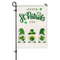St. Patrick's Day garden flag with cute gnomes and shamrocks, outdoor festive decor banner. - HYQ9-6