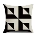 Schwarz-weiss geometrischer Kissenbezug moderner quadratischer Leinen Kissenwurf fuer Sofa - 22FSYM1-7