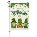 St. Patrick's Day garden flag with cute gnomes and shamrock print, outdoor yard decor. - HYQ9-9