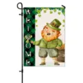 St. Patrick's Day garden flag featuring cute leprechaun and welcome text for outdoor decor. - HYQ9-10