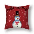 Christmas decorative pillow cover red polyester festive sofa cushion with cute snowman design - 45x45cm (Single Cover) / 22DM6-3