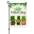 St. Patrick's Day Garden Flag Shamrock Gnomes Outdoor Yard Banner Decor 12x18 - HYQ9-11