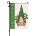 St. Patrick's Day garden flag with cute gnome and clover design, outdoor yard decor banner. - HYQ9-12