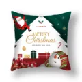 Christmas throw pillow cover with Santa and snowman print, festive holiday home decor. - 45x45cm (Single Cover) / 22DM6-8