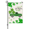 St. Patrick's Day garden flag with green truck and clover print, outdoor yard banner - HYQ9-16