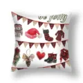 Christmas throw pillow cover festive watercolor printed square sofa cushion decorative cover - 45x45cm (Single Cover) / 22DM6-14