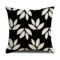 Moderner schwarz-weißer geometrischer Blätter-Print Kissenbezug für Sofa Dekoration - 22FSYM1-23