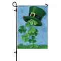 St. Patrick's Day garden flag featuring a green top hat and four-leaf clovers. - HYQ9-19