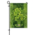 St. Patrick's Day garden flag with cute shamrock and green top hat design for outdoor yard decor. - HYQ9-22
