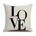 Schwarz-weißer LOVE Kissenbezug, geometrischer Leinen Kissenhülle für Sofa Heimdekoration. - 22FSYM1-27