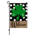 St. Patrick's Day Garden Flag with Shamrock and Welcome Print, Outdoor Yard Decor - HYQ9-25