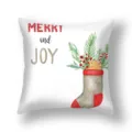 Christmas throw pillow cover with watercolor stocking and festive pine branch print for home sofa. - 45x45cm (Single Cover) / 22DM6-20