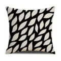 Schwarz-weißer Kissenbezug mit Blatt-Muster, modernes geometrisches Dekokissen für Sofa. - 22FSYM1-30