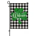 St. Patrick's Day garden flag black and white buffalo plaid shamrock yard banner decor - HYQ9-27