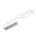 Stainless steel pet flea comb with white plastic handle, perfect for dog grooming and loose hair. - Small 14cm / White