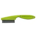 Stainless steel pet flea comb and dog grooming brush for daily hair removal and care. - Yellow