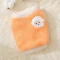 Orange white faux mink fleece pet sweater, warm winter clothes with cute sheep embroidery patch. - S (Recommended weight 1.5-2.5kg) / Orange Doll
