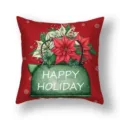 Christmas throw pillow cover red decorative cushion featuring holiday floral teapot print. - 45x45cm (Single Cover) / 22DM6-22