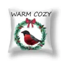 Christmas throw pillow cover featuring festive wreath and bird design for home sofa decor. - 45x45cm (Single Cover) / 22DM6-24