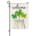 St. Patrick's Day garden flag with four-leaf clover mason jar design, outdoor yard decoration. - HYQ9-31