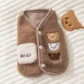 Warme fleece hondenvest voor kleine huisdieren, schattige bruine puppyjas met berenborduurwerk. - XS (Aanbevolen gewicht 0,5-1,5 kg) / Lomi Bruin