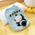 Simpatica gilet in pile blu per cani e gatti di piccola taglia, vestiti caldi con panda. - Gilet Blu