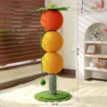 Cute Orange Fruit Design Cat Scratching Post Tree with Sisal Ball Space-Saving Toy - Multifunctional Sugar Ball Scratching Post