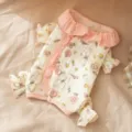 Süßer floraler Haustier Vierbeiner Jumpsuit mit Rüschenkragen für Hunde und Katzen. - 2XL / Süße Prinzessin Floral
