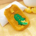 Abbigliamento in pile per animali domestici con dinosauro giallo caldo inverno gatti - Gilet Giallo