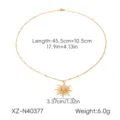 Gold stainless steel sun pendant necklace detail view, minimalist titanium steel jewelry. - Sun Pendant Necklace (XZ-N40377)