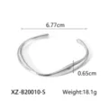 Trendy irregular open titanium steel cuff bracelet, minimalist silver fashion jewelry item. - XZ-B20010-S Silver