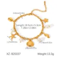 Gold stainless steel starfish pearl shell charm bracelet beach vacation jewelry for women - Starfish Shell Pearl Style (XZ-B2037)