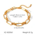Gold stainless steel geometric chain bracelet, luxury women hand jewelry, non-fading. - Gold