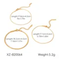Gold stainless steel chain bracelet set with extension for women chic fashion jewelry design - Gold