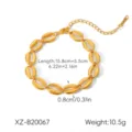 Gold stainless steel cowrie shell bracelet for women elegant summer beach jewelry accessory - Gold