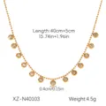 Gold Stainless Steel Zircon Station Necklace 40cm Elegant Choker Women's Jewelry - Necklace Style (XZ-N40103)