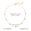 Minimalist 18K gold stainless steel white zircon station necklace clavicle chain for women - Necklace Style (XZ-N40578)