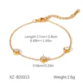 Bracelet station en acier inoxydable doré et zircon bijou minimaliste élégant pour femme - Style de Bracelet (XZ-B20313)