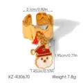 Christmas Santa Claus 18k gold stainless steel open ring with festive drip oil charms. - Santa Claus Style (XZ-R30670)